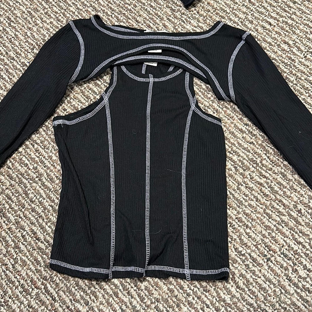 Black edgy 2 piece top size small
